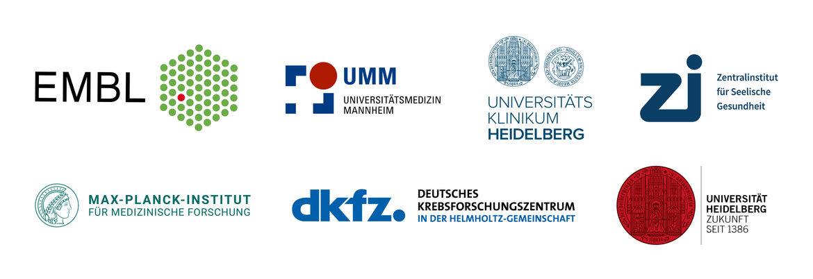 Die Logos der Mitgliedseinrichtungen der Health + Lifce Science Alliance Heidelberg Mannheim